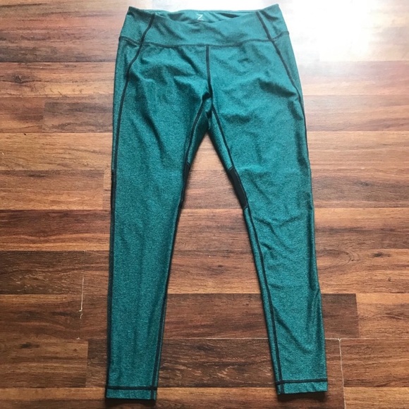 Zella Pants - Zella green mesh cut out leggings.
